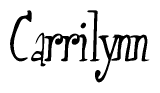 The image is a stylized text or script that reads 'Carrilynn' in a cursive or calligraphic font.