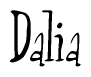 The image is a stylized text or script that reads 'Dalia' in a cursive or calligraphic font.