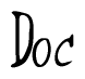 The image is of the word Doc stylized in a cursive script.