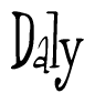 The image is a stylized text or script that reads 'Daly' in a cursive or calligraphic font.