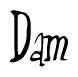 The image is of the word Dam stylized in a cursive script.
