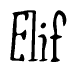 The image is a stylized text or script that reads 'Elif' in a cursive or calligraphic font.