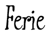 The image contains the word 'Ferie' written in a cursive, stylized font.