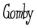 The image is a stylized text or script that reads 'Gomby' in a cursive or calligraphic font.
