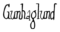 The image contains the word 'Gunhaglund' written in a cursive, stylized font.