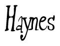 The image is a stylized text or script that reads 'Haynes' in a cursive or calligraphic font.