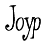 The image is a stylized text or script that reads 'Joyp' in a cursive or calligraphic font.