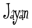 The image is of the word Jayan stylized in a cursive script.