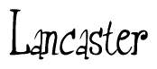 The image is of the word Lancaster stylized in a cursive script.