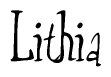 The image is a stylized text or script that reads 'Lithia' in a cursive or calligraphic font.