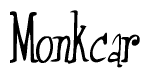 The image is of the word Monkcar stylized in a cursive script.