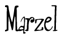 The image is of the word Marzel stylized in a cursive script.