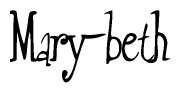 The image is a stylized text or script that reads 'Mary-beth' in a cursive or calligraphic font.