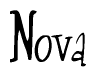 The image is of the word Nova stylized in a cursive script.