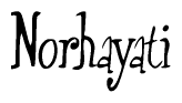 The image is a stylized text or script that reads 'Norhayati' in a cursive or calligraphic font.