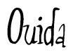 The image contains the word 'Ouida' written in a cursive, stylized font.