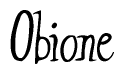 The image is a stylized text or script that reads 'Obione' in a cursive or calligraphic font.