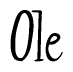 The image contains the word 'Ole' written in a cursive, stylized font.