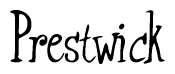 The image is a stylized text or script that reads 'Prestwick' in a cursive or calligraphic font.