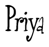 The image is of the word Priya stylized in a cursive script.