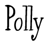 The image is of the word Polly stylized in a cursive script.