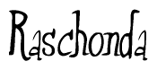 The image is a stylized text or script that reads 'Raschonda' in a cursive or calligraphic font.
