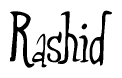 The image is of the word Rashid stylized in a cursive script.