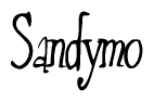 The image contains the word 'Sandymo' written in a cursive, stylized font.