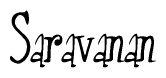 The image contains the word 'Saravanan' written in a cursive, stylized font.