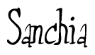 The image is a stylized text or script that reads 'Sanchia' in a cursive or calligraphic font.