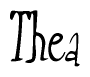 The image is of the word Thea stylized in a cursive script.