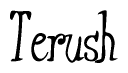 The image contains the word 'Terush' written in a cursive, stylized font.