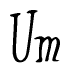 The image is of the word Um stylized in a cursive script.