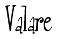 The image is of the word Valare stylized in a cursive script.
