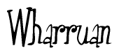 The image is a stylized text or script that reads 'Wharruan' in a cursive or calligraphic font.