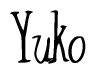 The image contains the word 'Yuko' written in a cursive, stylized font.