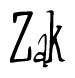 The image is of the word Zak stylized in a cursive script.