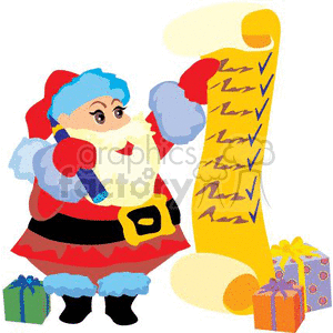 Sant Claus Reviewing his Naughty and Nice List clipart. Royalty-free image # 369060