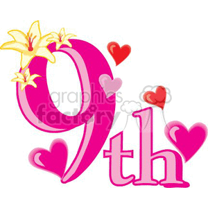 9th anniversary  clipart. Commercial use image # 369067