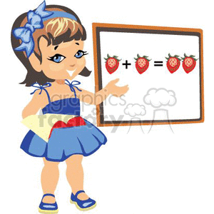 Little girl in class solving a math problem clipart. Commercial use image # 369150
