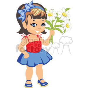 Small girl holding daisies clipart. Royalty-free image # 369200
