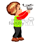 little boy playing with a toy helicopter clipart.
