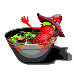 clipart - Chili pepper sitting in a salad bowl..