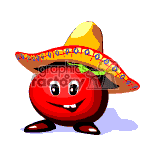 Tomato wearing a sombrero clipart. Commercial use image # 369795