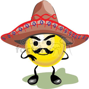 mustache smiley wearing a sombrero clipart. Royalty-free image # 369815