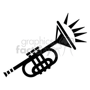 clipart - black and white trumpet.