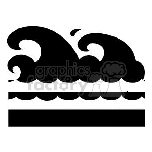 The clipart image is a black and white vector design of planet Earth with a stylized wave pattern overlaid on top, representing the ocean. The design can be used as a logo or an element in various graphic designs related to environmental themes.
