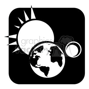 vector vinyl-ready vinyl ready black white environment globe earth world space  planet planets cartoon sun suns sunny