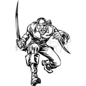 Black and white pirate holding a sword clipart. Commercial use image # 371850
