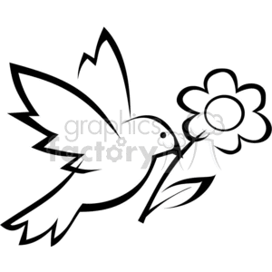 bird carrying a flower